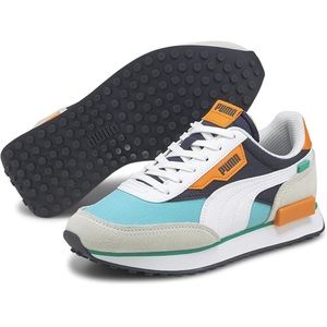 Puma Unisex-Child Future Rider Sneaker blue, orange, navy, white| Sz 4.5 Big Kid